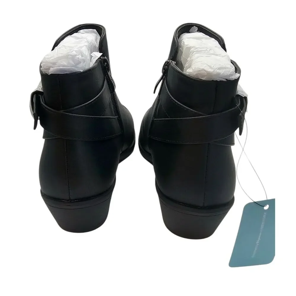 Vepose Black 911 Classic Ankle Boot with Zipper and Low Heel